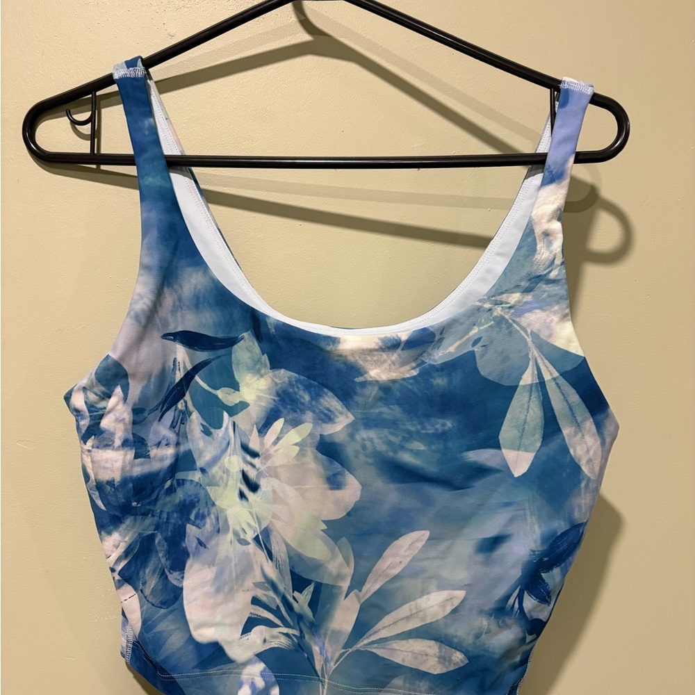Old Navy Blue Floral Athletic Tank Top